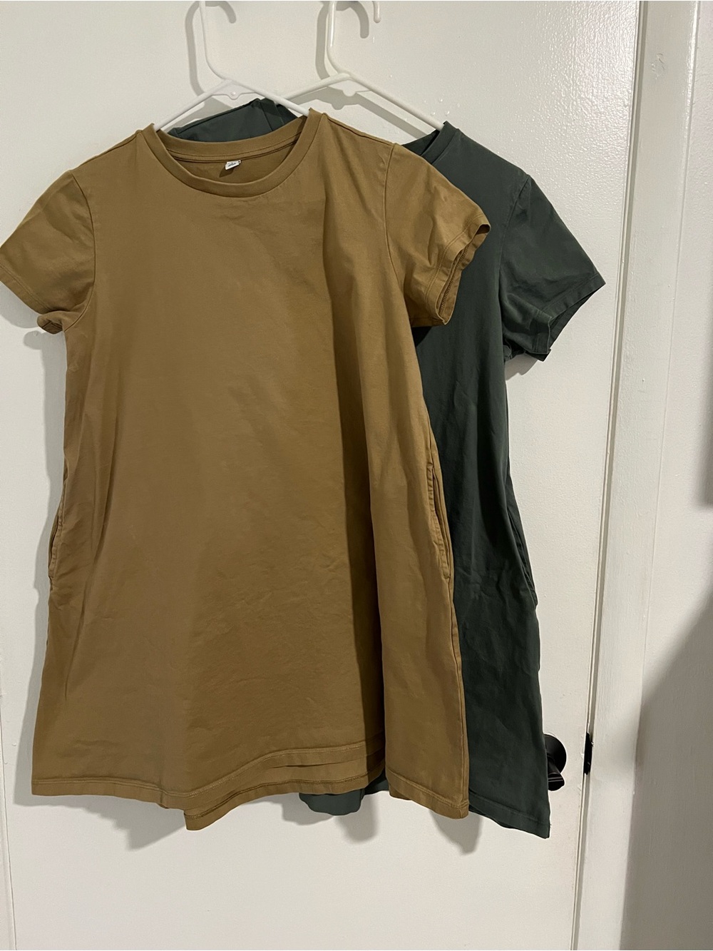Uniqlo set of TWO A-Line Tunic Dresses, sizes S and L, green&brownish - Picture 2 of 11